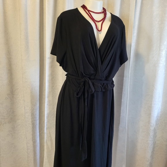 TALBOTS Womens Wrap Front Jersey Dress, Plus Size 3X, Black - Picture 6 of 14